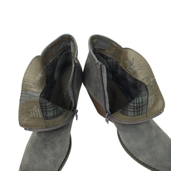 Very Volatile Whitby Ankle Boots Womens Size 10 Suede Leather Wedge Zip Gray - Picture 7 of 16